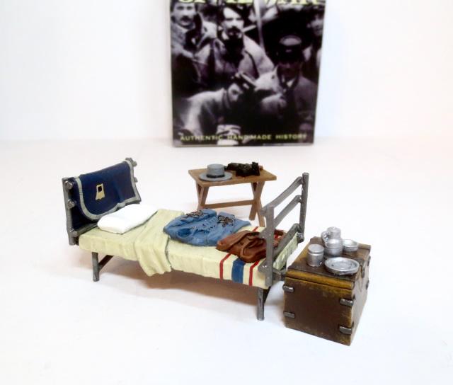King & Country #CW055 General Lee's Belongings: His camp bed spread over with a fresh uniform, a portable table with the general’s hat, revolver and binoculars and Lee’s own Campaign Chest topped with his personal eating and drinking utensils.