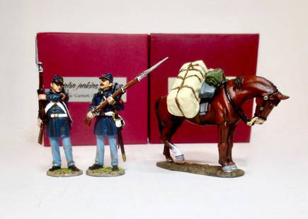 John Jenkins American Battles Sets: U.S. Marines 1861-1865 #ACWM-02, and Pack Horse #BAL-07B. 3 pieces. Mint condition. Boxes excellent.