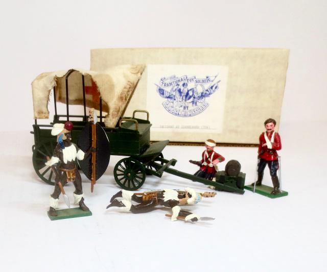 Trophy #TD4 "Incident At Isandlwana": Zulu War. 6 pieces. Excellent to fair condition (ambulance wagon's canvas top torn on one side). Box very good.