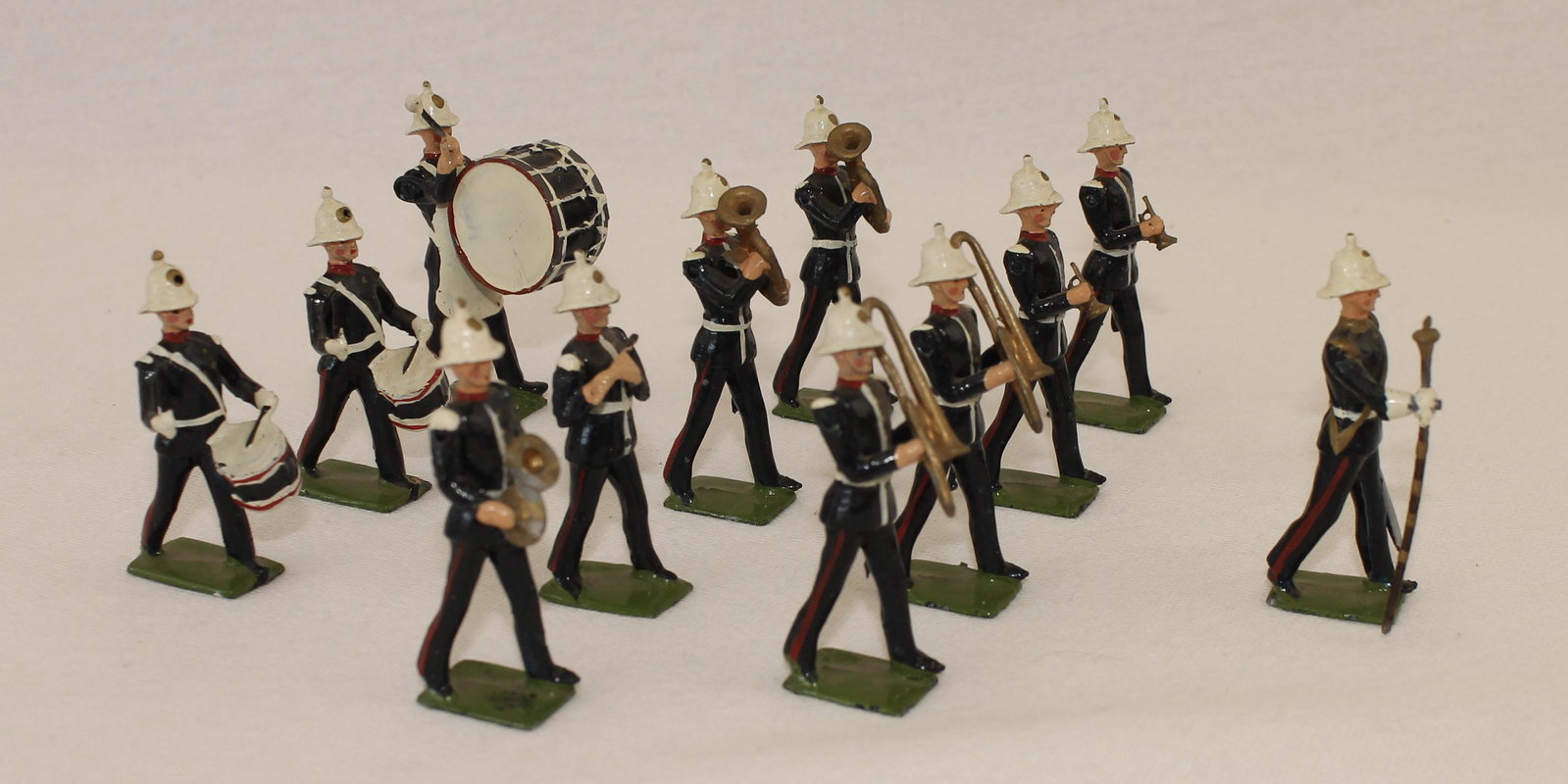 Britains #1291 Band of the Royal Marines: Post War. With Metal Drums. 12 Pieces. Condition Excellent. No Box.