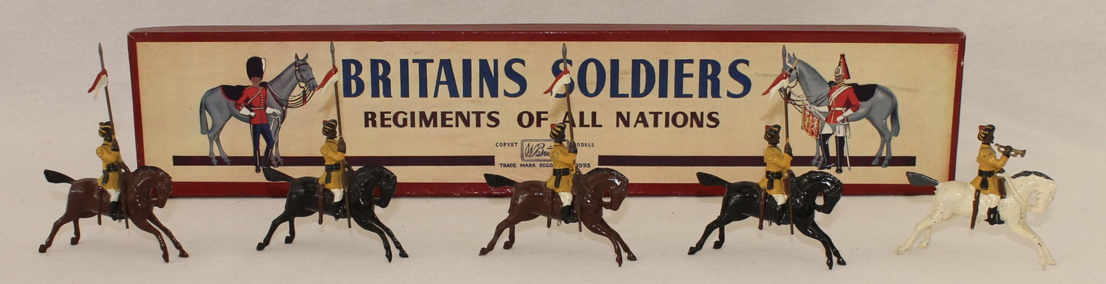 Britains #47 Skinner's Horse: Post War. In ROAN Box. 5 Pieces. Condition Excellent. Box Excellent.
