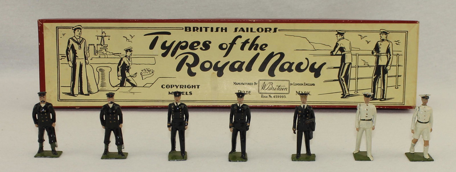 Britains #1911 Royal Navy Officers: Post War. Naval Officers and Petty Officers. 7 Pieces. Condition Excellent. Box Very Good to Excellent.