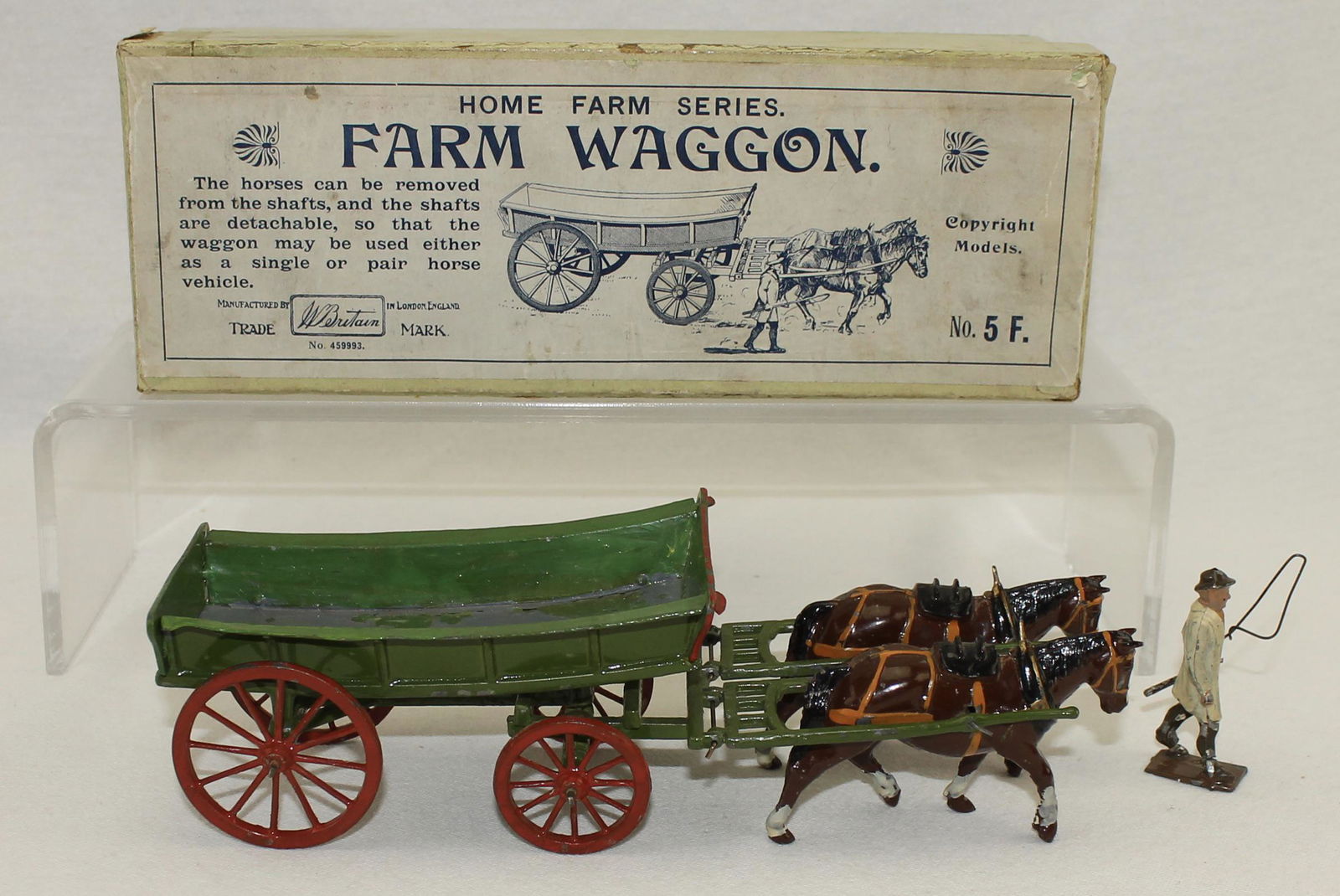 Britains #5-F Farm Wagon with Farmhand (1 of 3)