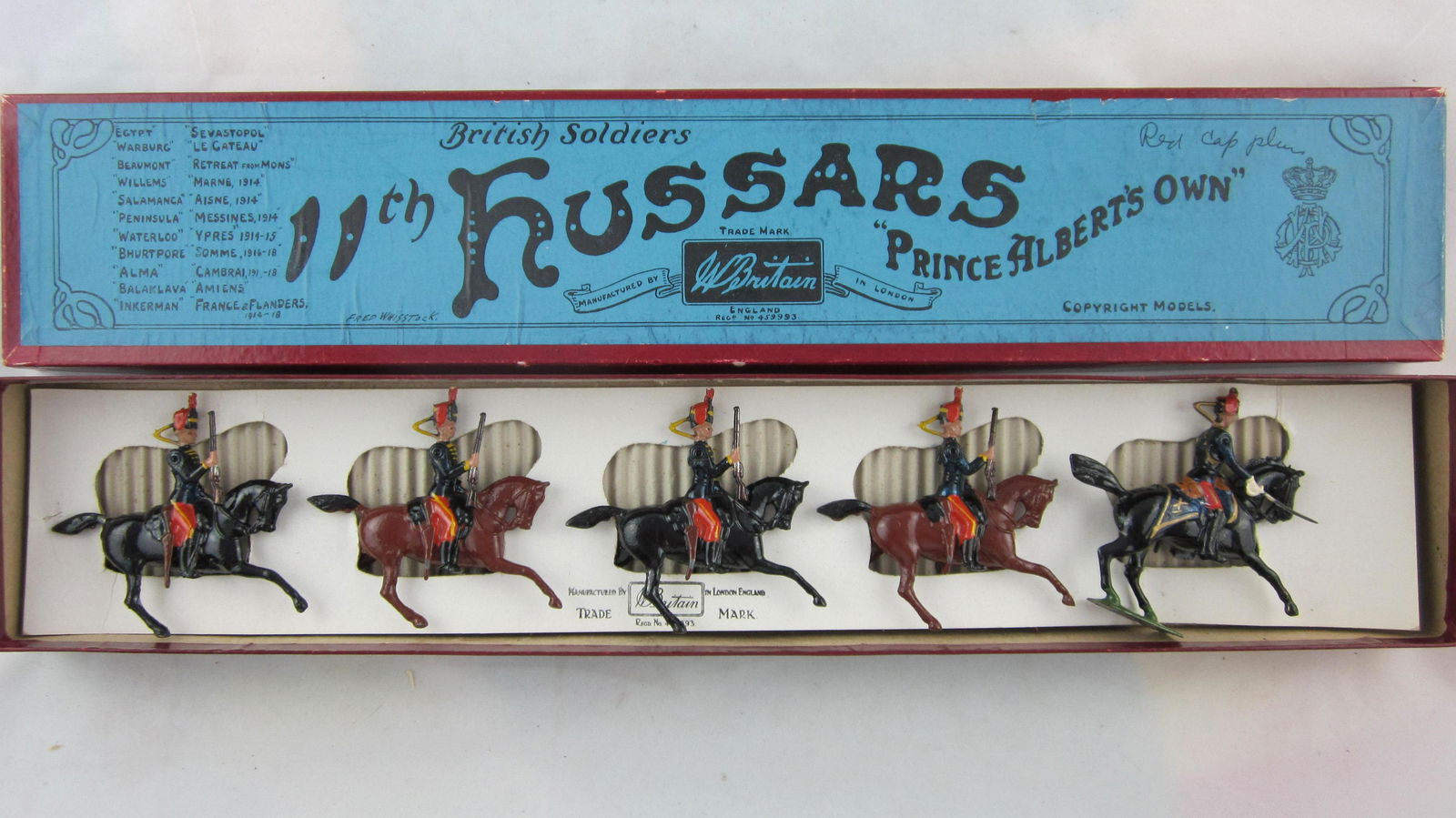 Britains Set #12 Pre War 11th Hussars At Canter. (1 of 1)