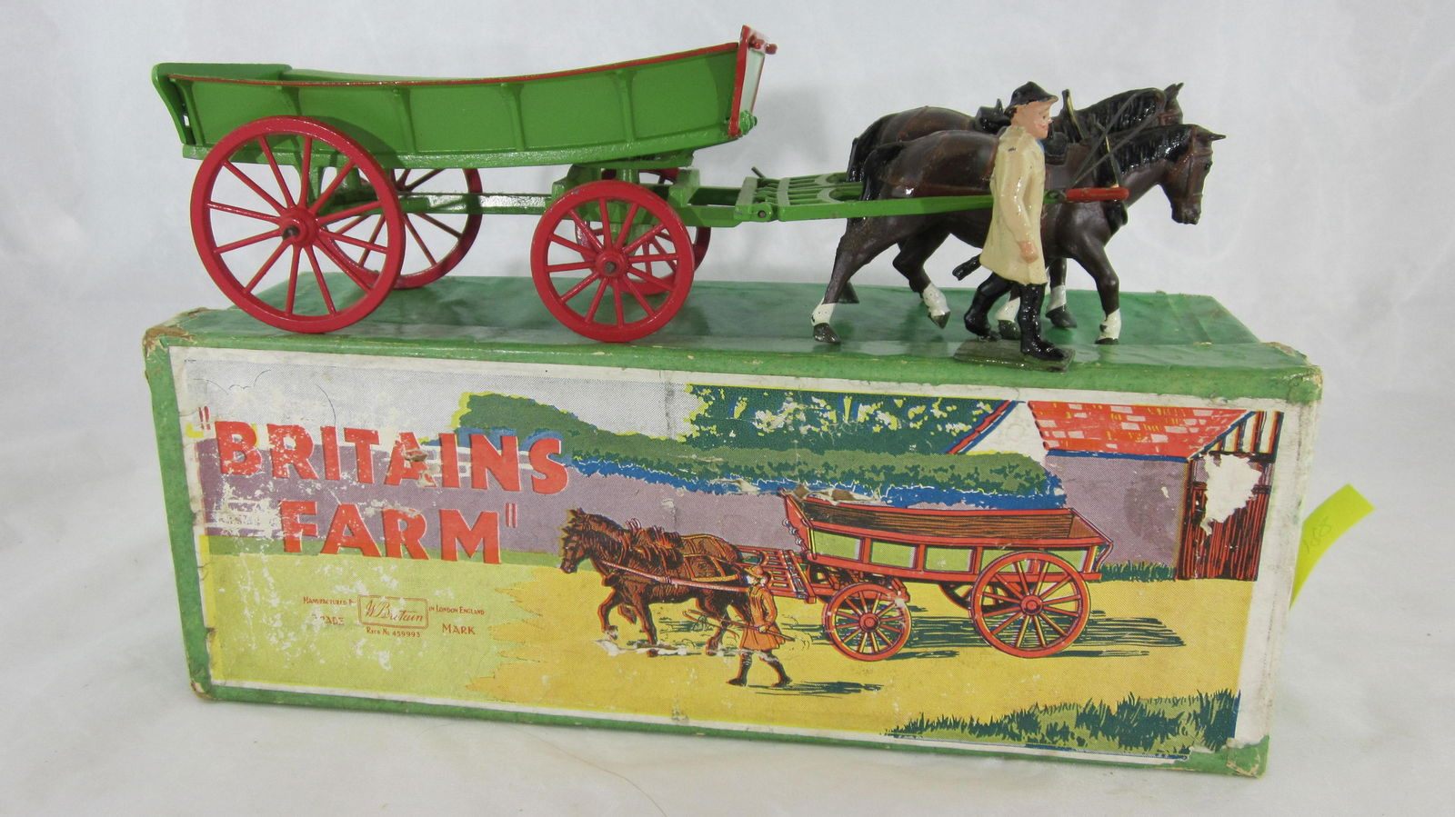Britains Set #5F Farm Wagon and Farmhand. (1 of 1)