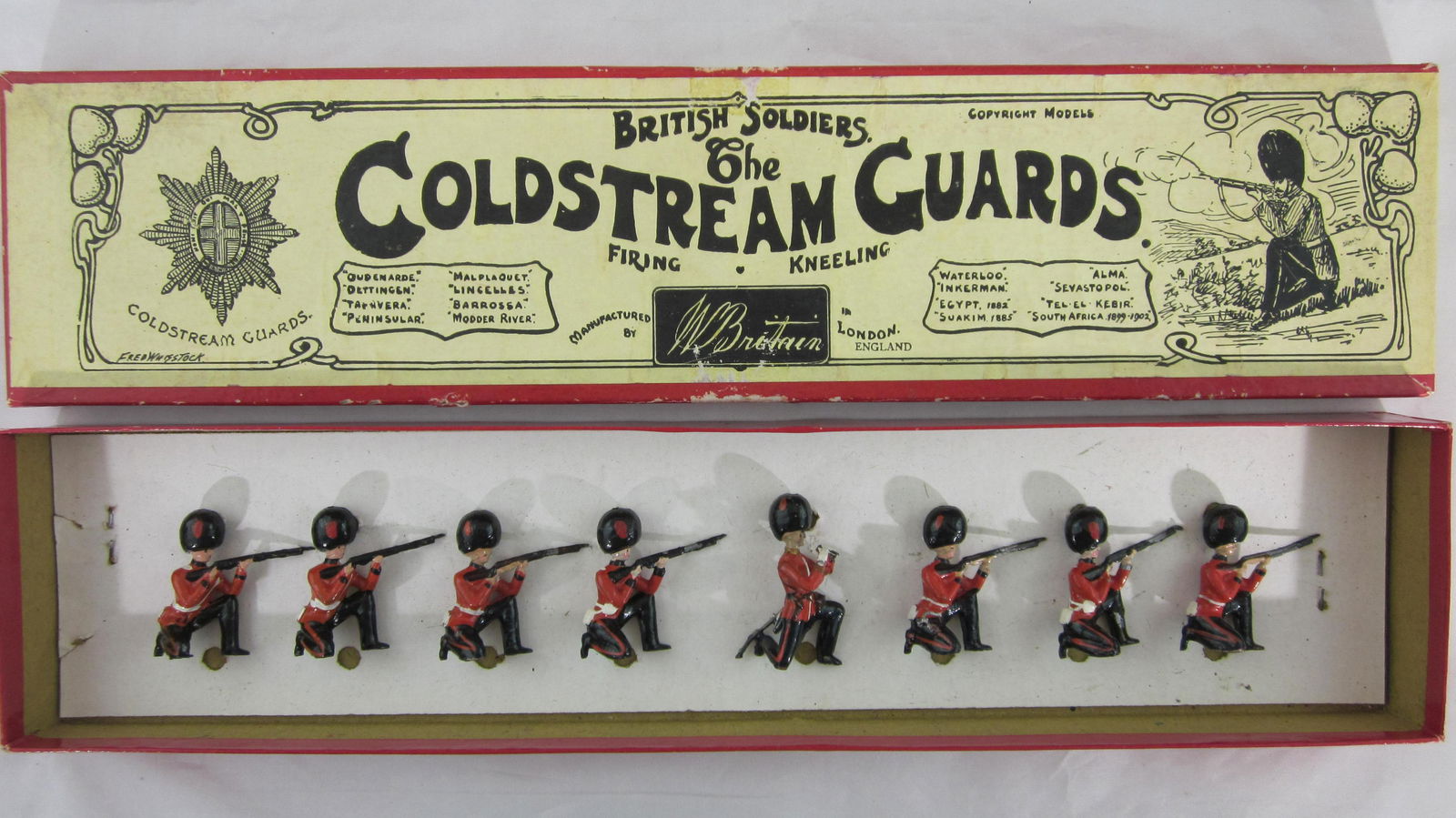 Britains set #120 Coldstream Guards Firing. (1 of 1)