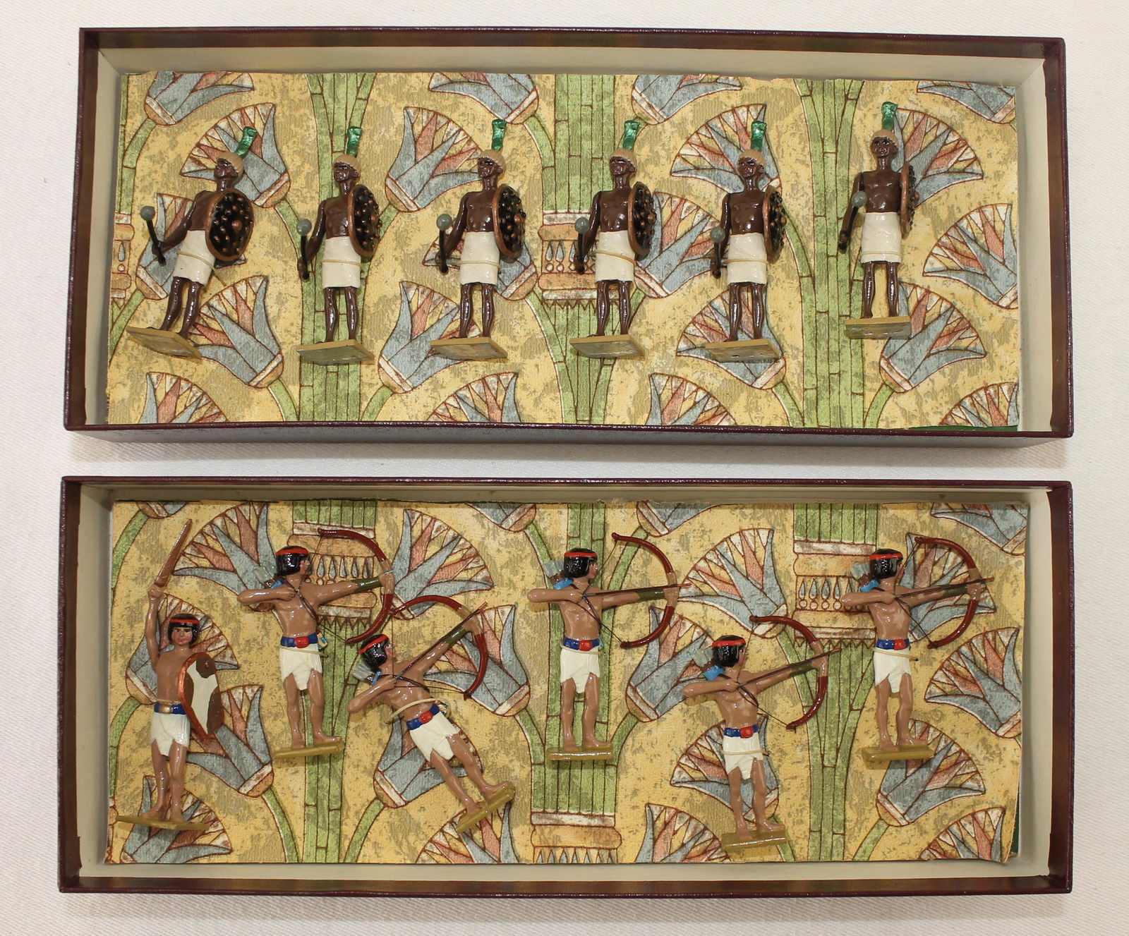 Chuck Hernandez Lot Egyptians and Nubians: Lot includes Nubian Clubsmen, Set #1 and Egyptian Archers, Set #1. 12 Pieces. Condition Excellent. Boxes Very Good.