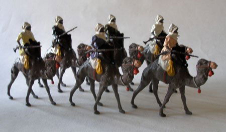 Britains Set # 193 Arabs on Camels. Post War.: Britains Set # 193 Arabs on Camels. Post War. Mounted Arabs with Muskets. UNUSUAL Pale /Pastel Robes.6 Pieces. Unboxed.