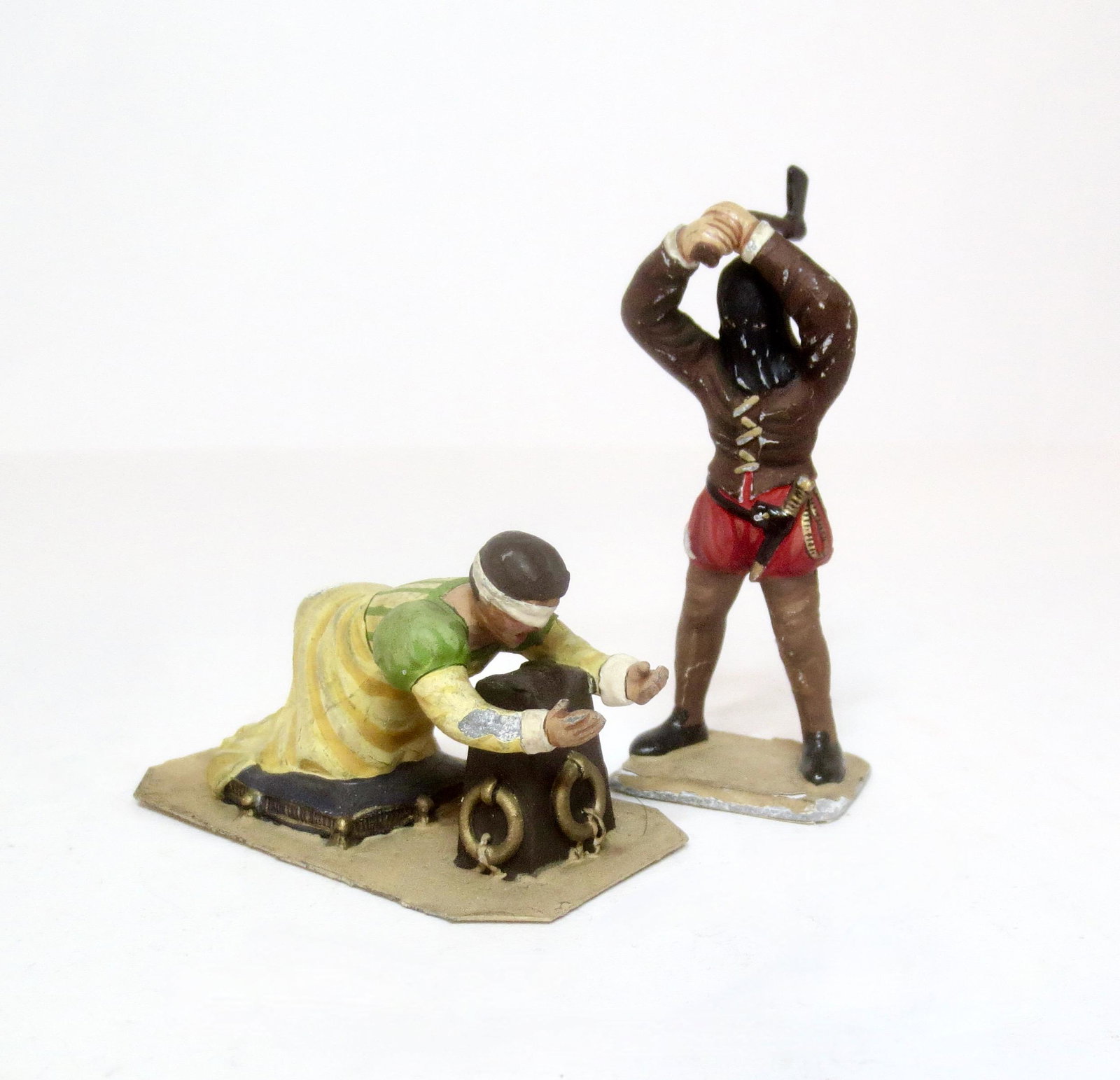 The Execution Of Lady Jane Grey: Stadden or similar maker. 2 pieces. Very good condition, with some paint loss. No box.