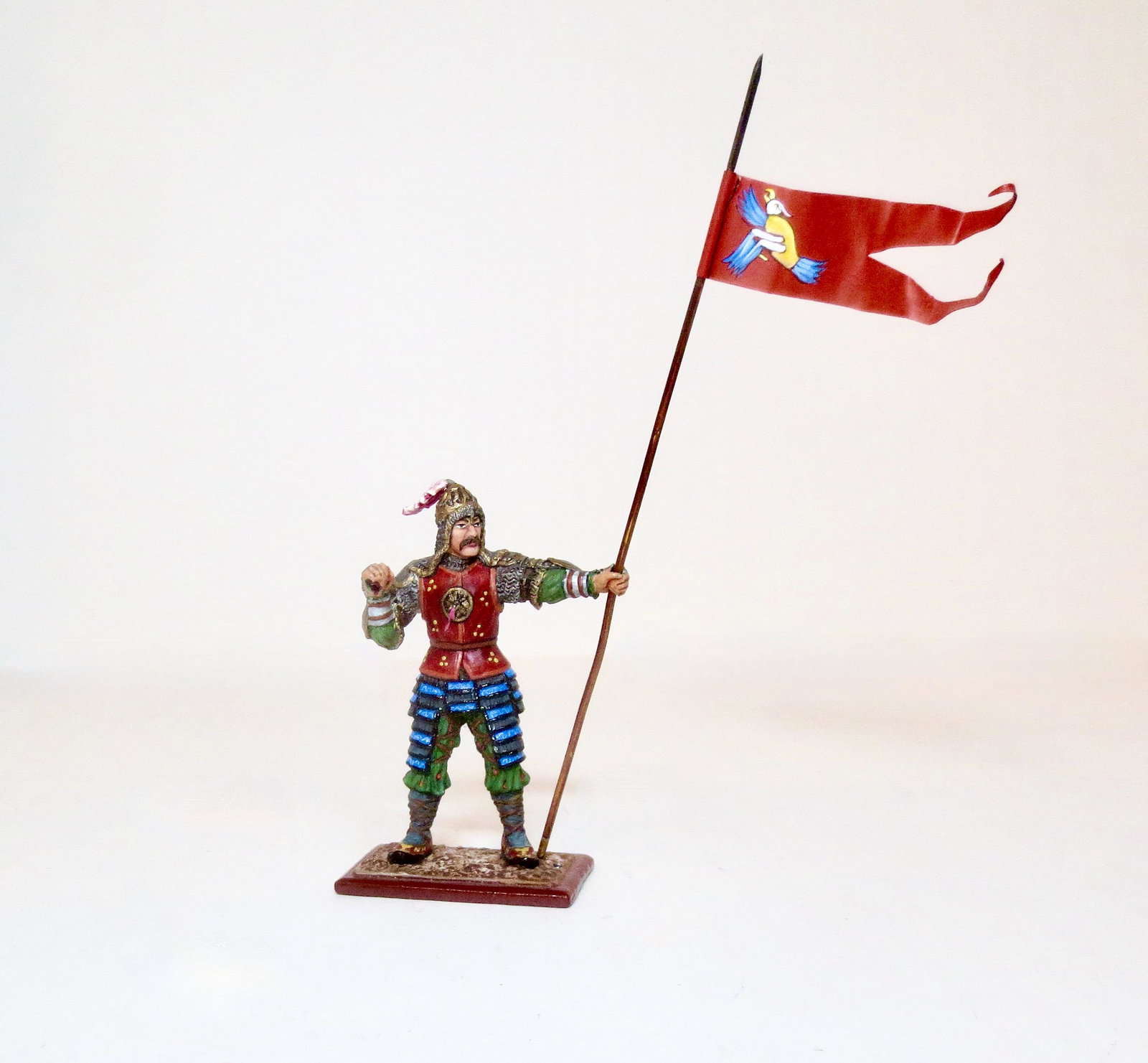 St. Petersburg Asian Warrior With Lance: Studio painted. 65mm tall to the top of his helm. Mint condition. No box.
