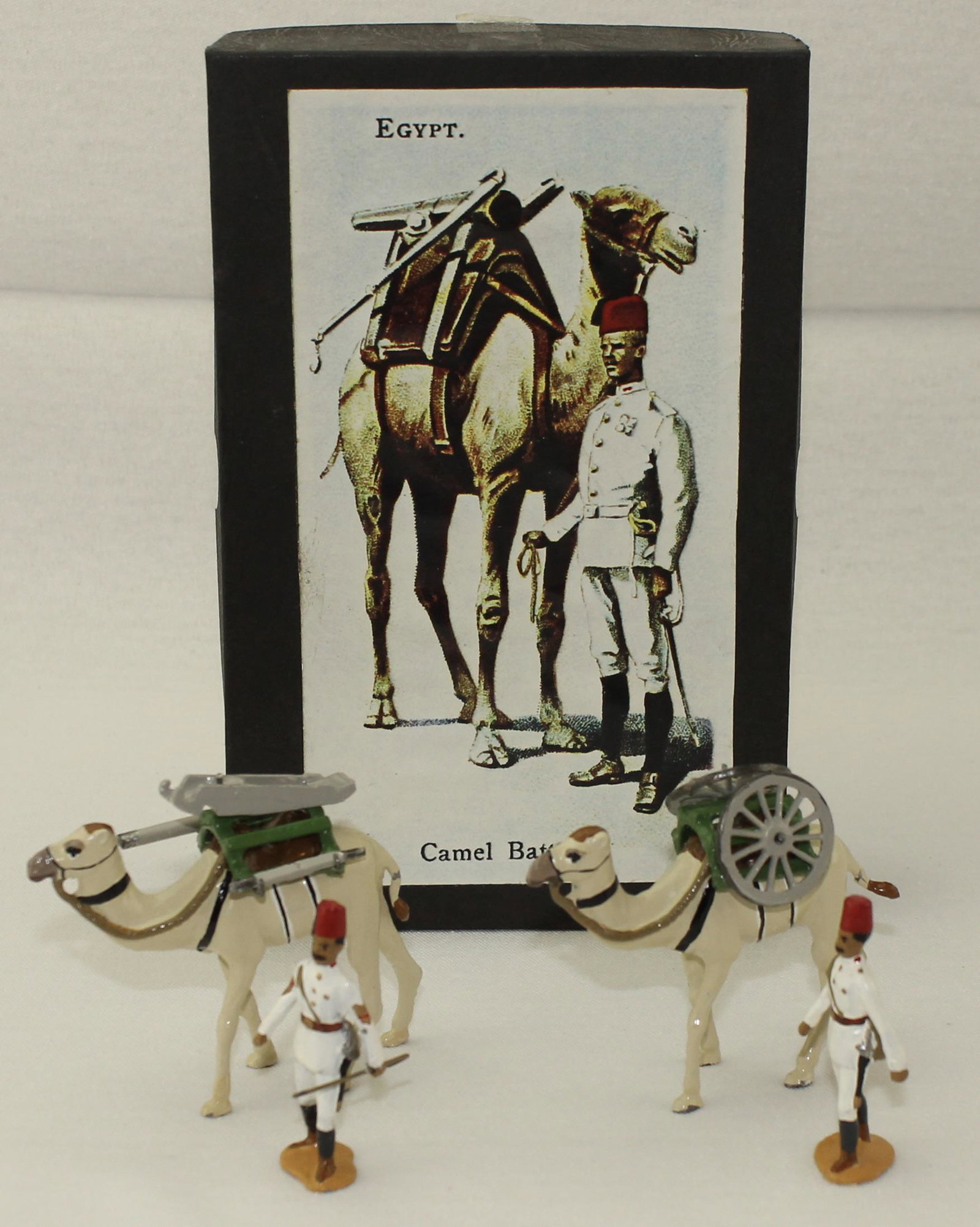 Trophy of Wales Camel Battery with Mountain Gun: Trophy of Wales for Under Two Flags Camel Battery with Mountain Gun. Includes 2 Camels, 2 Handlers, Mountain Gun and Extra Small Pieces. 11 Pieces. Condition Excellent. Box Very Good.
