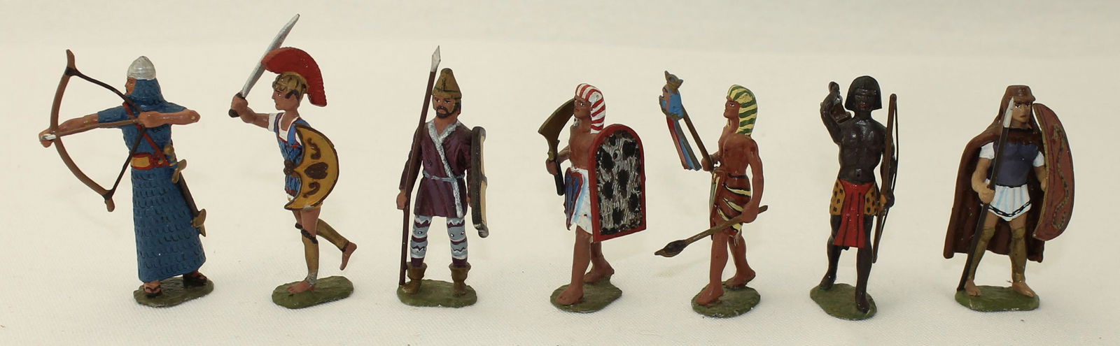 Alymer of Spain Lot Ancients: Alymer Lot of Ancients. Lot includes Assyrian Archer, Scythia Chief, Pygian Warrior, Thrace Peltast, Egyptian Standard Bearer, Egyptian Infantry and Nubian Archer. 7 Pieces. Condition Very Good to Exc