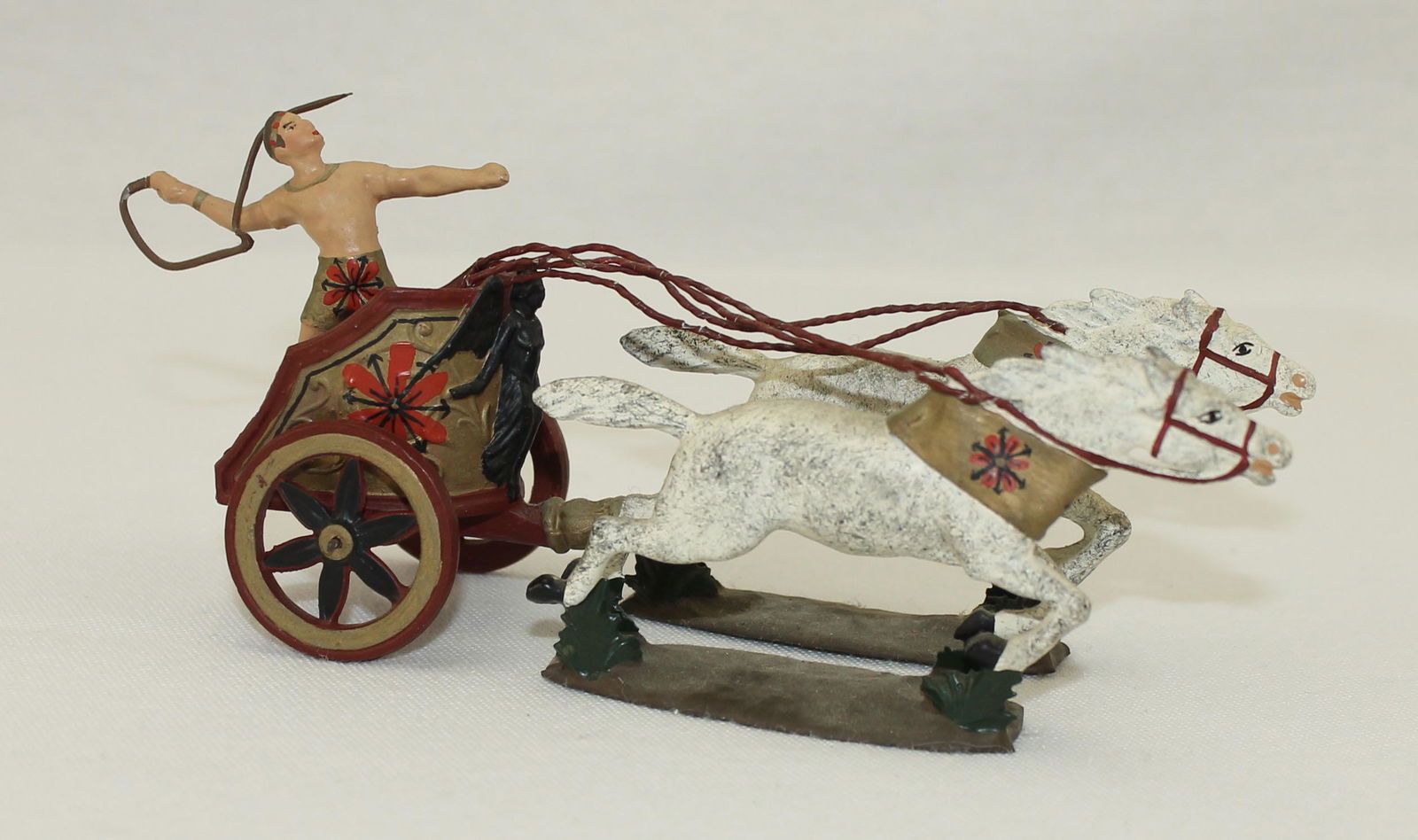 Mignot of France 2 Horse Chariot: 2 Horse Chariot. Circa 1950's. 2 Pieces. Condition Good to Very Good. No Box.