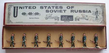 Britains Set #133. Soviet Russia Infantry: Britains Set #133. United States of Soviet Russia Infantry. 8 Pieces Pre War 1925-1939. With Original Whisstock Box and inner retaining card.