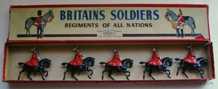 Britains Set # 400. The Life Guards Winter Cloaks: Post War. 5 Pieces - Untied with Original R.O.A.N. Box.