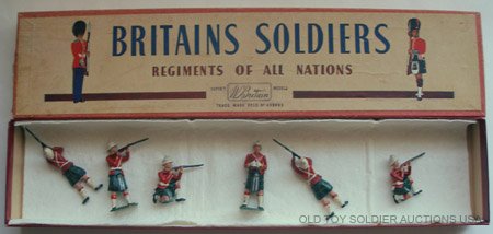 Britains Set# 2063. Highlanders Firing: Britains Set# 2063. The Argyle and Sutherland Highlanders Firing. Post War. 6 Pieces. With Original R.O.A.NBox- Untied.