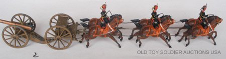 Britains Royal Horse Artillery Gun Team.: Pre War Collar Harness Version.