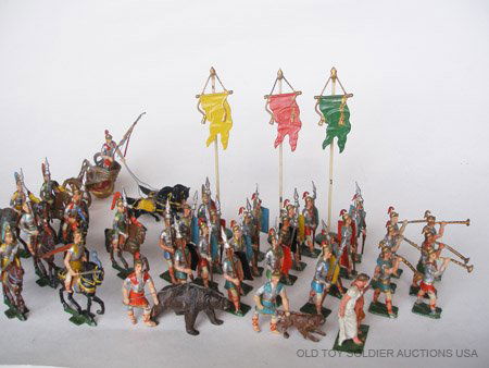 Heyde From The Entry of Germanicus: Pre war Foot and Mounted Romans, Bear Handler, DogHandler, Trumpeters, Chariot, Banners and civilians. 38 Pieces.