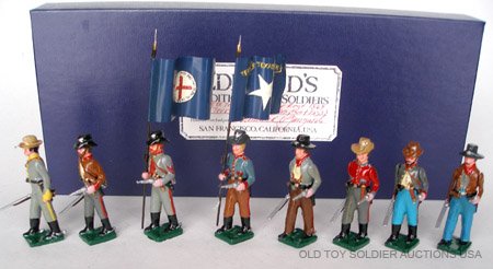 Edmunds US Civil War (Confederate) 8th Texas: Edmunds US Civil War The South (Confederate) 8th Texas Cavalry (Texas Rangers) with 2 Flag Bearers. With Original Boxes. 8 Pieces.