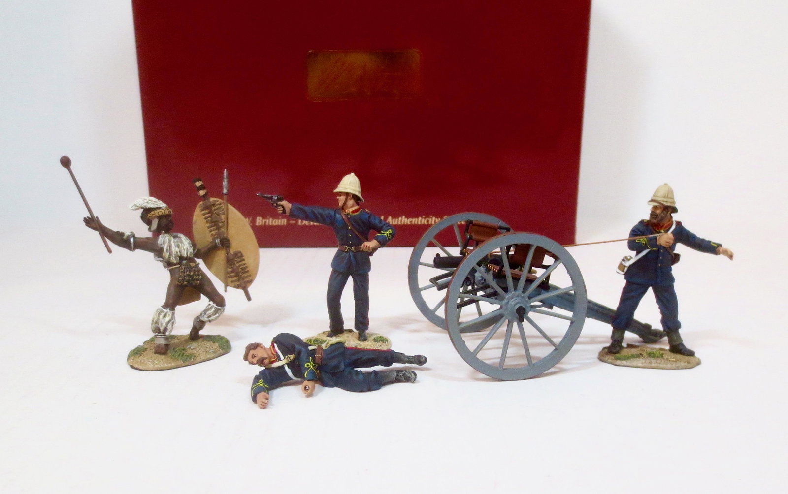 Britains #20089 British Royal Artillery: 7 pound Gun and Crew. Zulu War, The "Last Shot". 5 pieces. Mint condition. Box excellent.