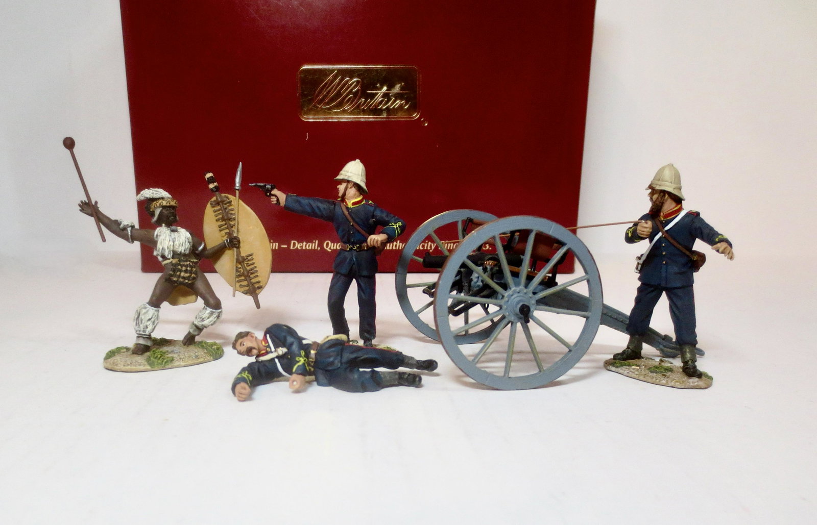 Britains #20089 British Royal Artillery: 7 pound Gun and Crew. Zulu War, The "Last Shot". 5 pieces. Mint condition. Box excellent.