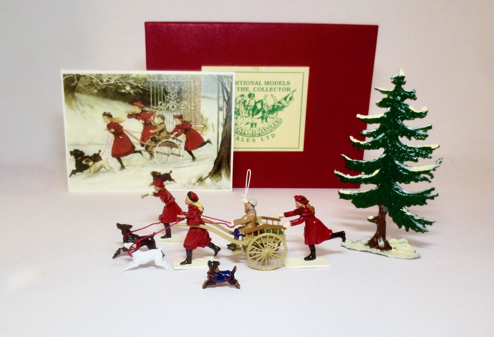 Trophy #XM13 "A Willing Team": From the Christmas series. Comes with a charming card illustrating the painting by Victorian artist Charles Trevor Garland, which inspired the creation of this wonderful set. 9 pieces. Mint to near mi