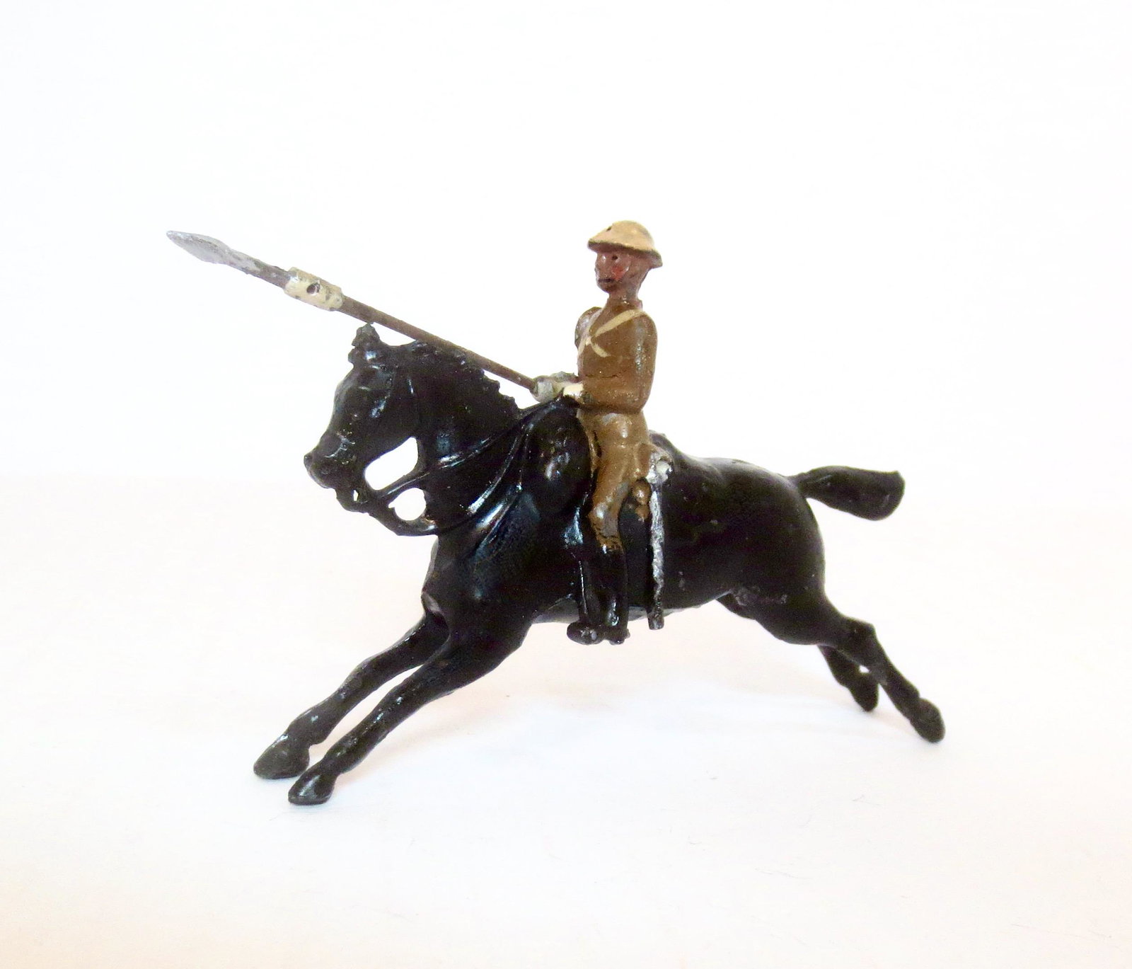 Britains #94 RARE 21st Lancer Active Service: Pre war issue In Sand Coloured Steel Helmet with pencil moustache. 1 piece. Excellent condition. Unboxed.