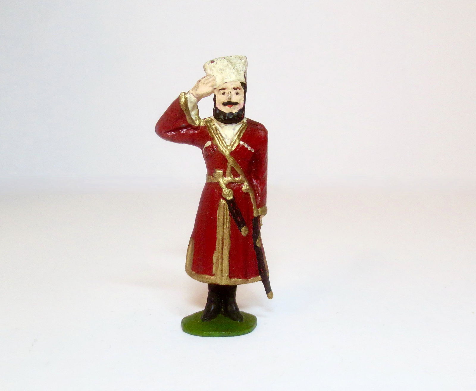 Historical Miniatures Russian Cossack: Red overcoat. No casting hole for rifle. Quantity one. Very good condition. Unboxed.