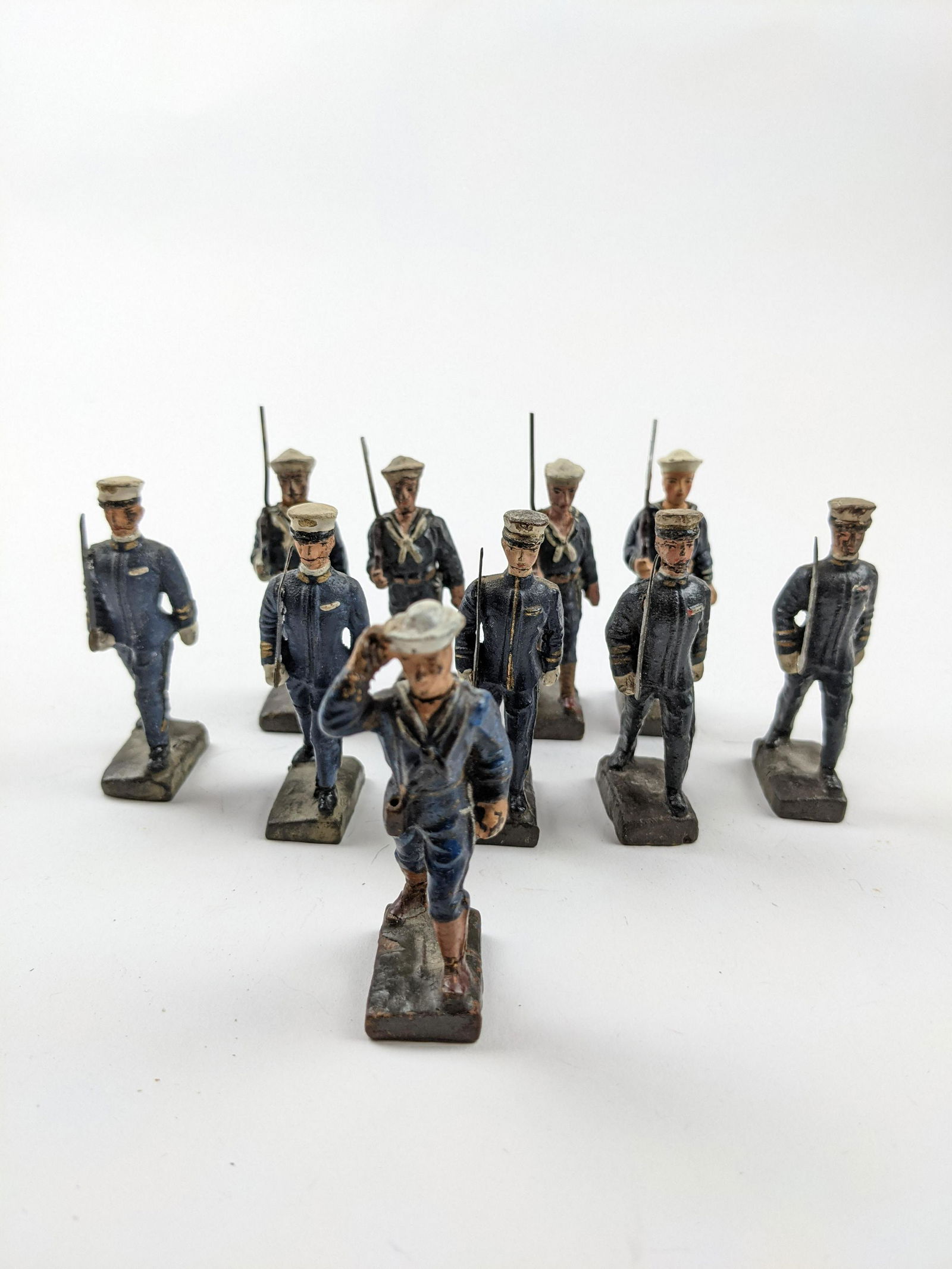 Lineol 6.5cm Navy In Blue: 10 Pieces Condition Good (Flaking) No Box