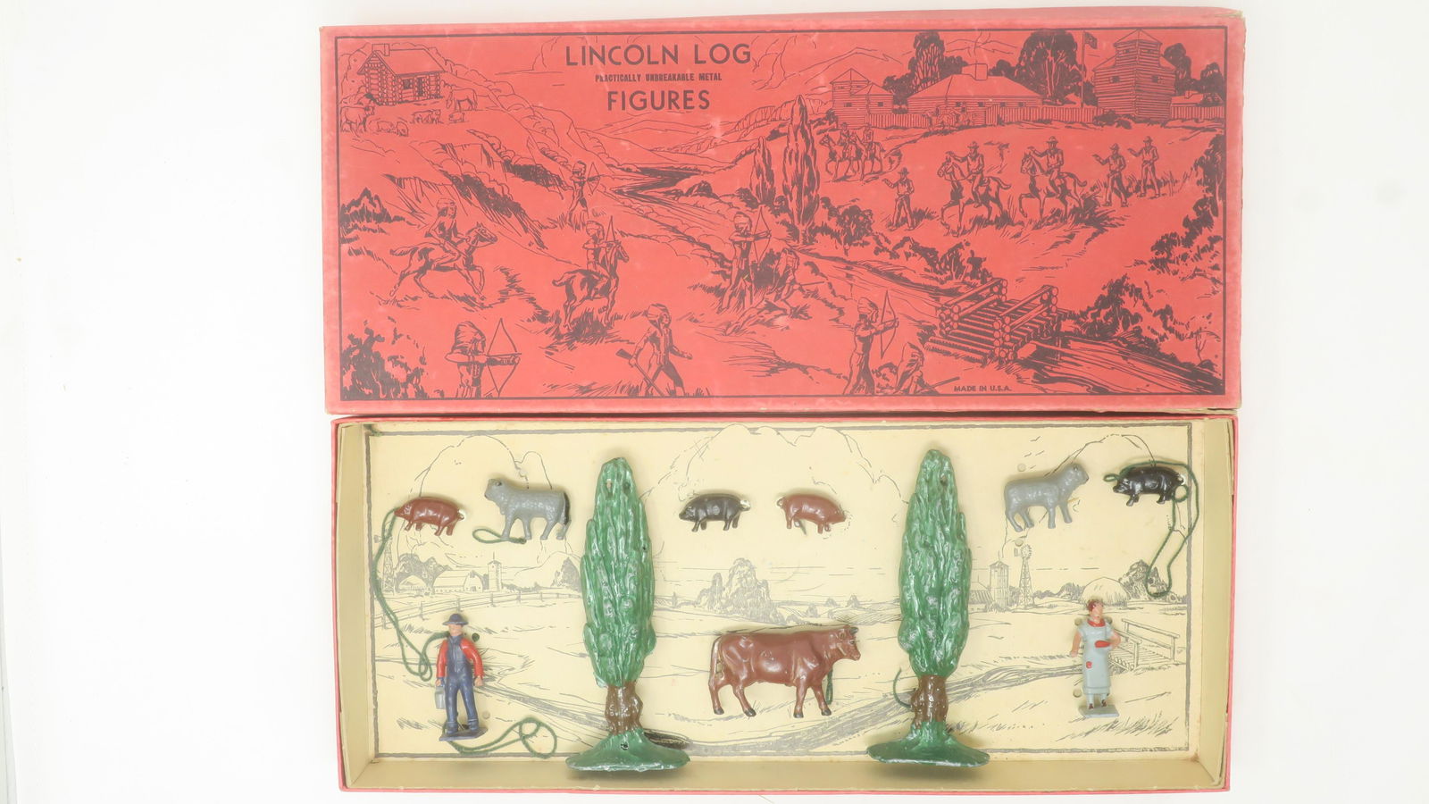 Lincoln Log Farm figures in Original Box (1 of 1)