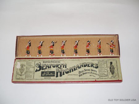 Britains Set # 112 Seaforth Highlanders at the Slo: Pre War in Original Whisstock Box with Inner Tie Card.