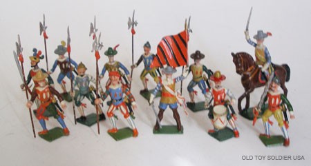 Spenkuch RARE Landschnects.: Mounted Officer, Flag Bearer, Drummer, 2 Officers on Foot and seven men with Spears.