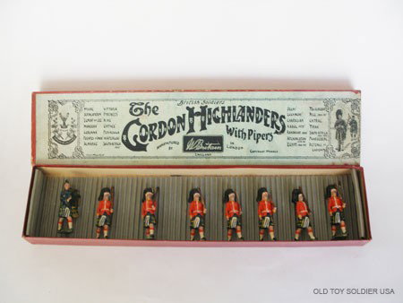 Britains Set # 77 Gordon Highlanders with Pipers.: Pre War in Original Whisstock Box- Untied.