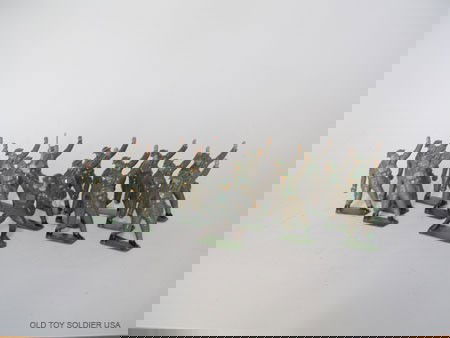 Britains FROM Set # 1614 Steel Helmet Grenade thro: with Office in Gas Mask and Sword. Unboxed. Post War Various paint finishes.