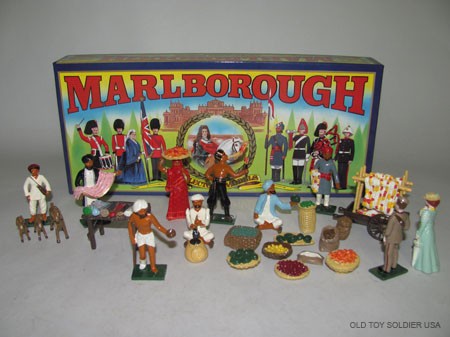 Marlborough: Indian Bazaar: D8/a Snake Charmer 7 pcs. Vegetable Seller D8/b 13 pcs. Silk Merchants D8/C (Box Damaged), 2 pcs. Garland Seller D8/D 4 boxes MINT