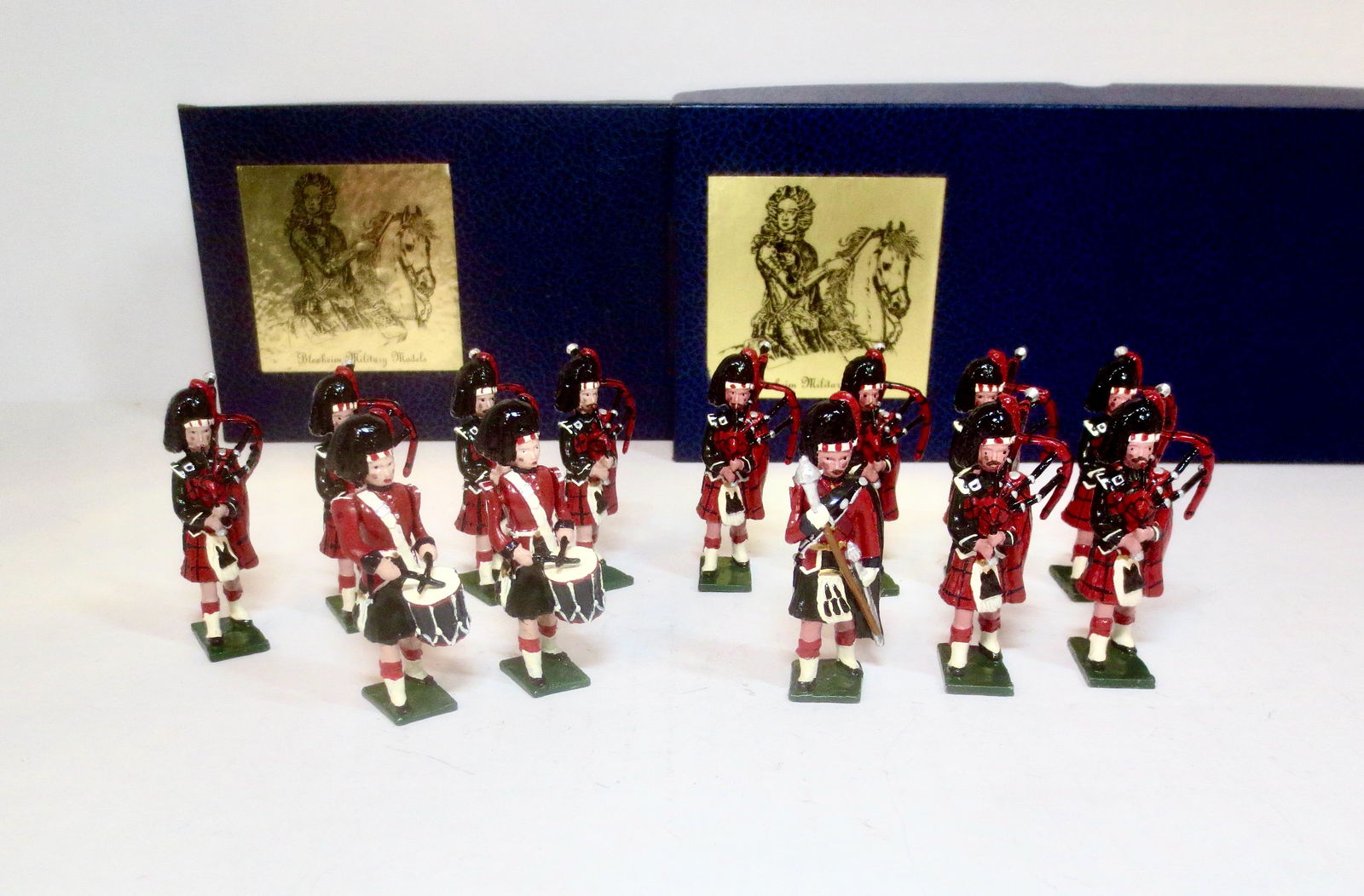 Marlborough Black Watch Pipe & Drum Band: 13 pieces. Mint to near mint condition. Boxes excellent.
