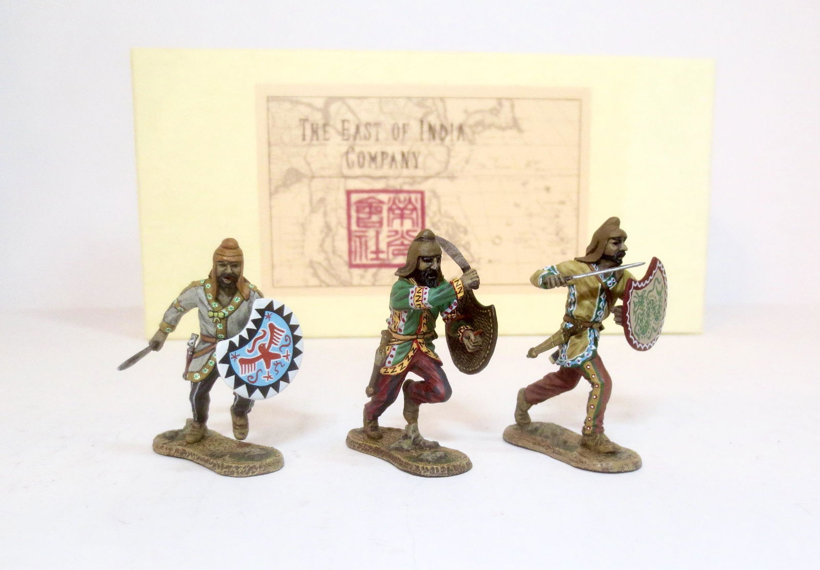 East of India #ACP05 Persian Infantry: With crescent shields. Attacking. 3 pieces. Mint condition. Box excellent.