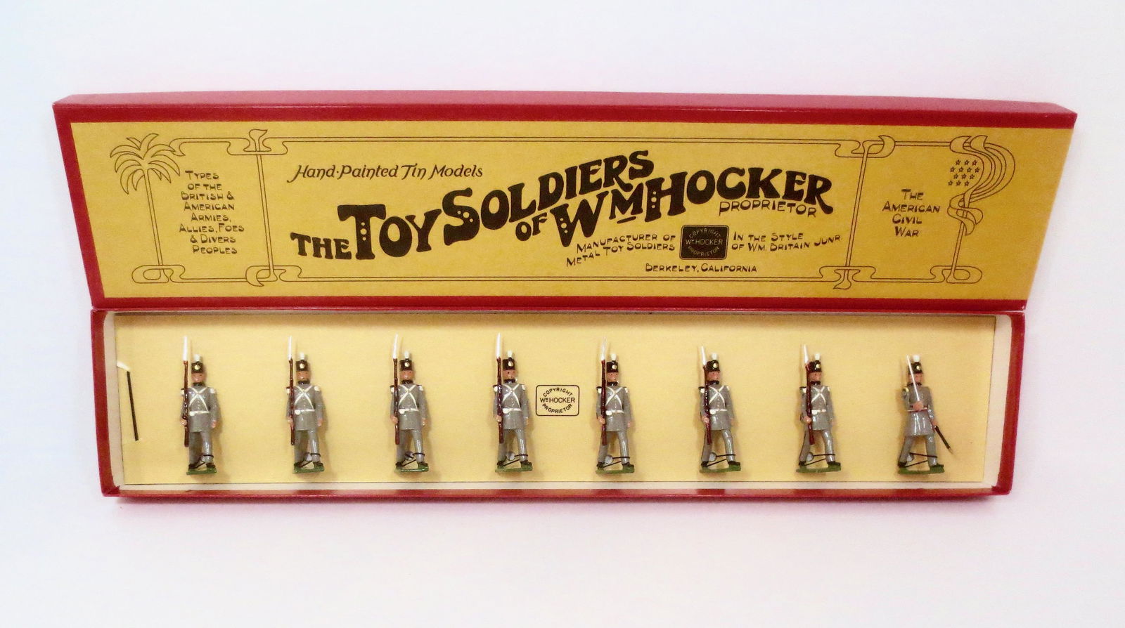 Wm. Hocker #333 The Richmond Grays: The American Civil War series. 8 pieces. Mint condition, tied to card in the box. Box excellent.