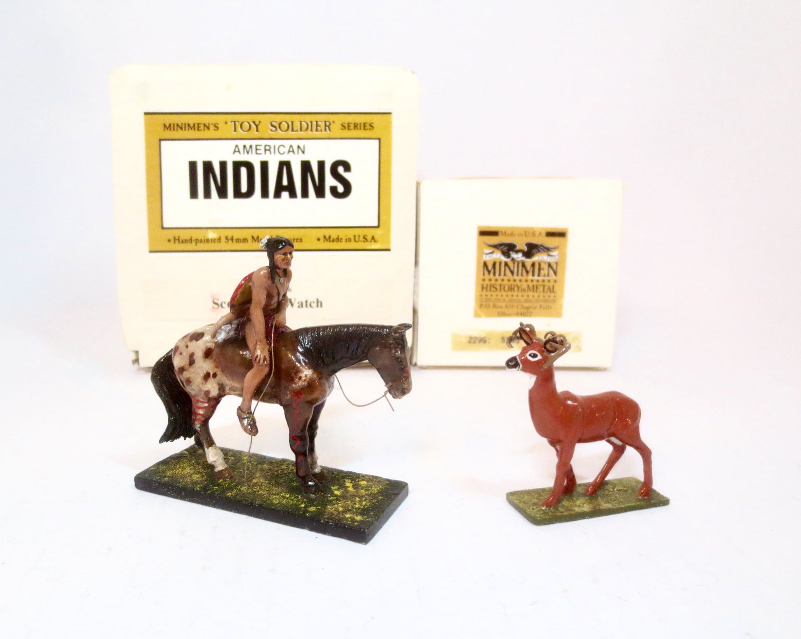 Mini Men Mounted Indian Scout & Stag (1 of 1)