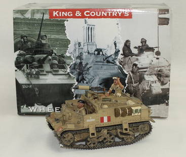 King & Country EA041 British Vickers Gun Carrier: British Eighth Army. British Vickers Gun Carrier. 3 Pieces. Condition Excellent. Box Very Good.