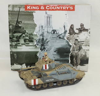 King & Country EA078 Valentine MK III Tank: British Eighth Army. Valentine MK III Tank in Camo. Includes Commander. 3 Pieces. Condition Excellent. Box Excellent.