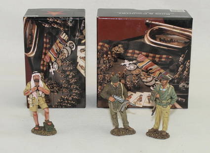 King & Country Lot LTC  Smith LRDG Commandos: British Eighth Army. Lot includes Set #EA113 Lieutenant Colonel John Smith and Set #EA114 Long Range Desert Group Commandos. 3 Pieces. Condition Excellent. Boxes Excellent.