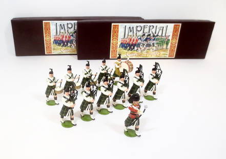 Imperial #10a & 10b Pipes and Drums: South Australian Infantry, 1903. 12 pieces. Mint to near mint condition. Boxes excellent.