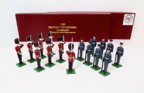 British Toy Soldier Company: Scots Guards at Present #3, and Royal Air Force at Attention #48. 16 pieces. Mint condition. Boxes excellent.