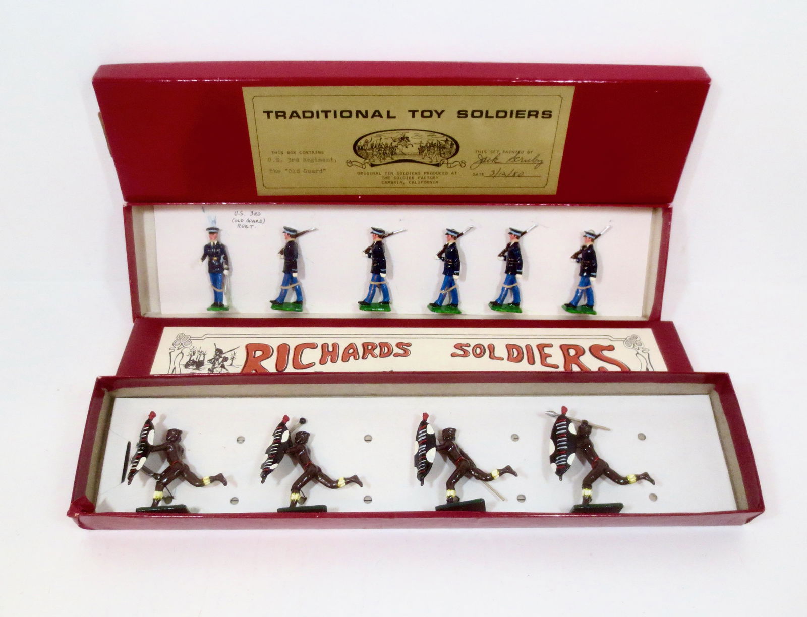 Traditional Soldiers U.S. 3rd Regiment: And Richards Zulu Warriors. 10 pieces. Mint condition. Boxes excellent.