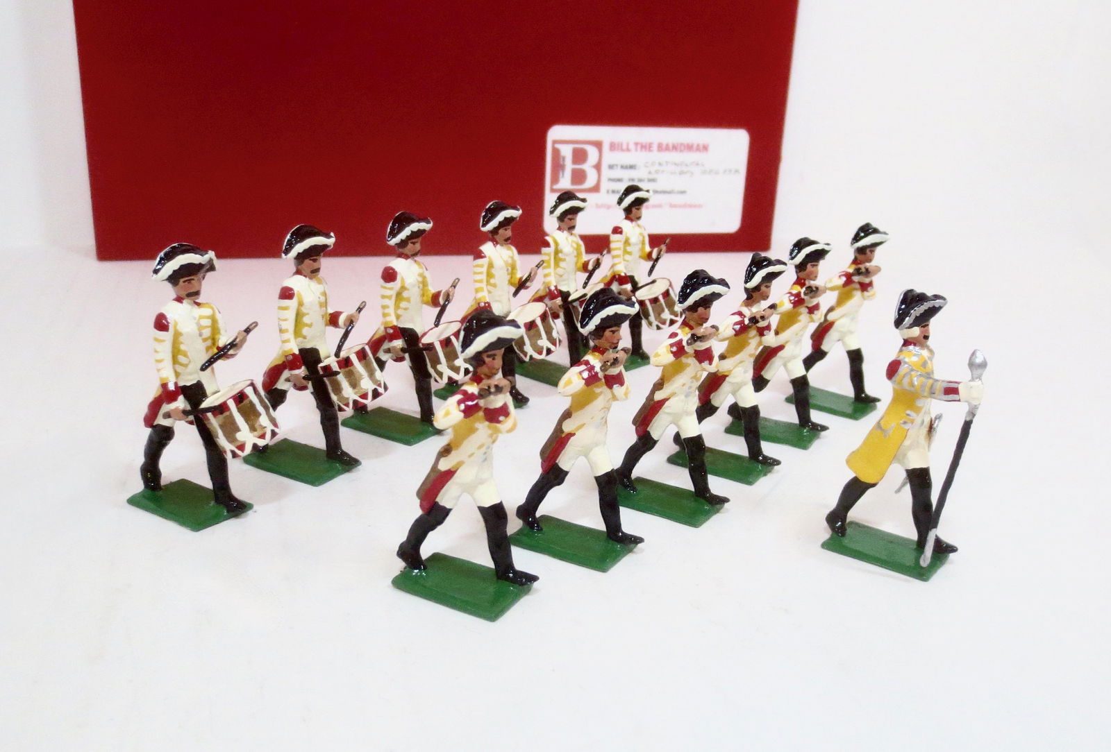 Bill The Bandman Continental Artillery: Fife & Drum Band. 13 pieces. Mint condition. Box excellent.