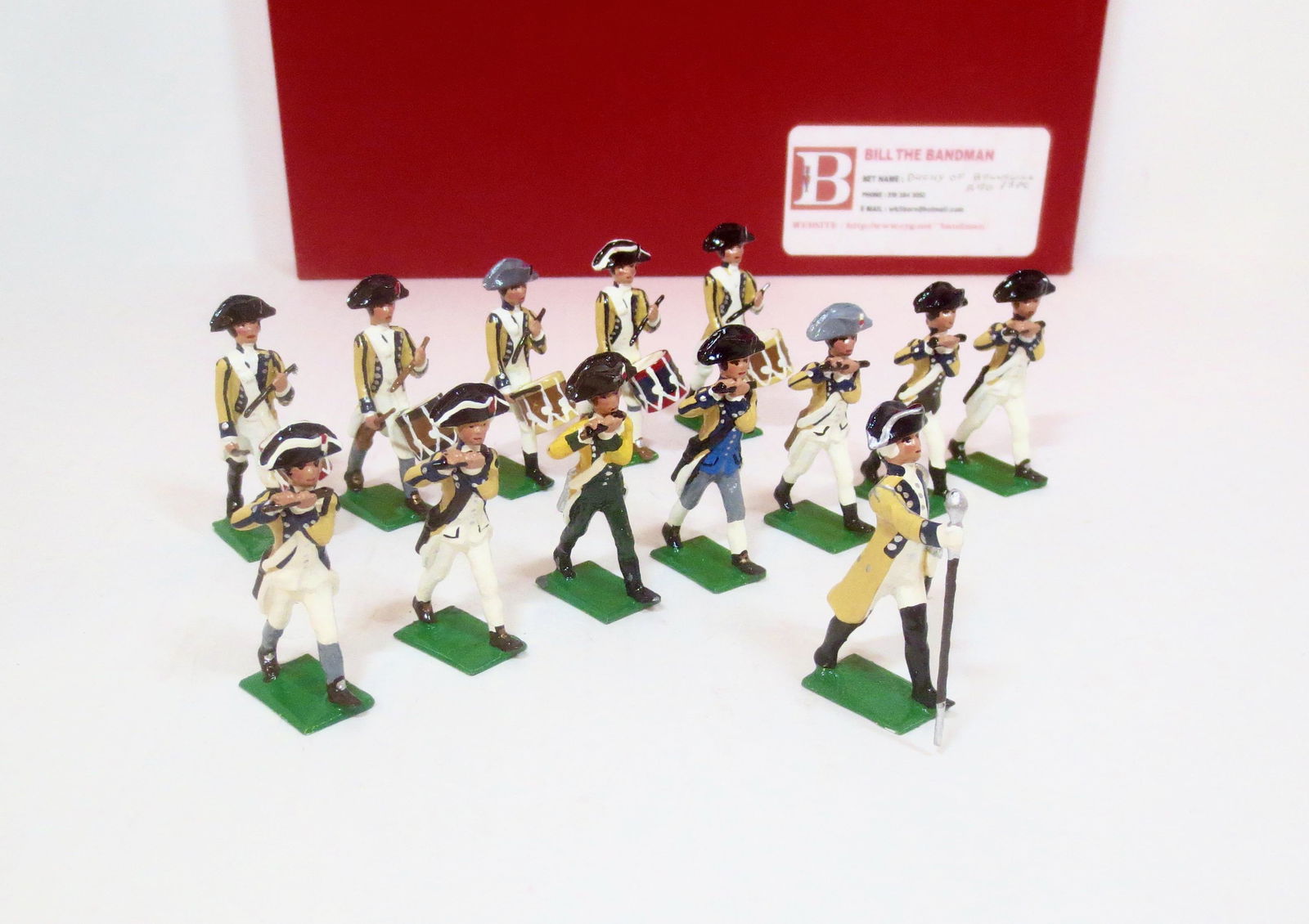 Bill The Bandman Duchy of Brunswick Regiment: Fife & Drum Band. 13 pieces. Mint condition. Box excellent.