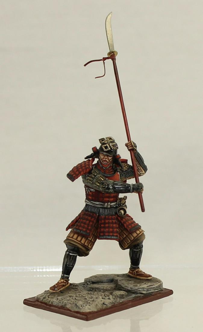 AeroArt Samurai Sasa Narimasa: St. Petersburg Collection. 6170 on Bottom of Base. 1 Piece. Condition Good to Very Good. Scabbard Bent. Paint Loss to Scabbard. Missing Flag. No Box.