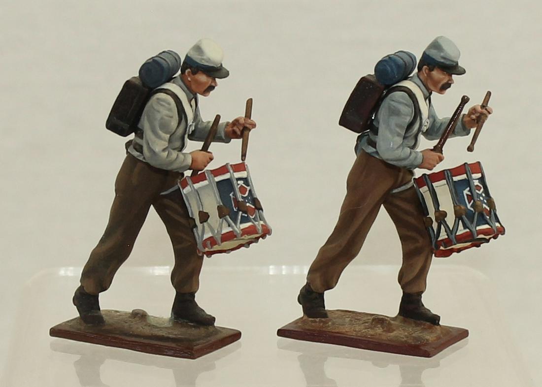 AeroArt Lot Confederate Drummers: St. Petersburg Collection. American Civil War. 3835 on Bottom of Both Bases. 2 Pieces. Condition Excellent. No Box.