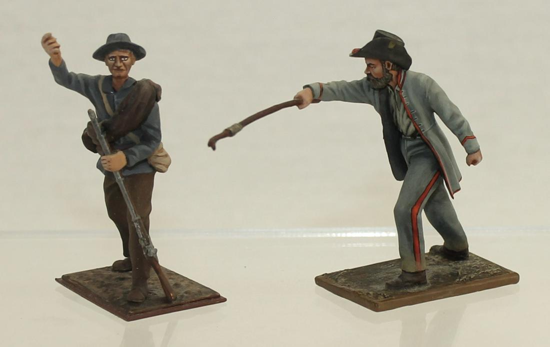 Amber Studio Lot Confederate Infantry: American Civil War. Lot includes Confederate Infantryman Loading Rifle by Amber Studio and Confederate Artilleryman with Igniter by Andray Bleskin. 2 Pieces. Condition Very Good to Excellent. Rifle Ra